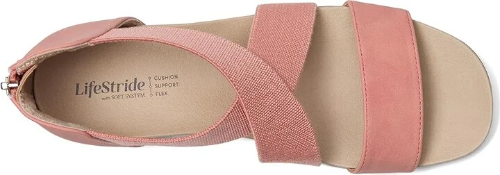 LifeStride Giselle Women's Sandals Coral Pink Faux Leather : 7.5 M (B) - Image 2