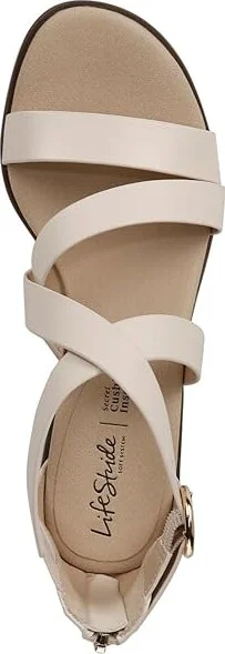 LifeStride Heritage Strappy Block Heel Dress Sandals Women's Sandals Cream : 11 W (C), Leather/Rubber - Image 2