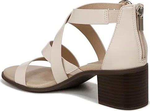 LifeStride Heritage Strappy Block Heel Dress Sandals Women's Sandals Cream : 11 W (C), Leather/Rubber - Image 4