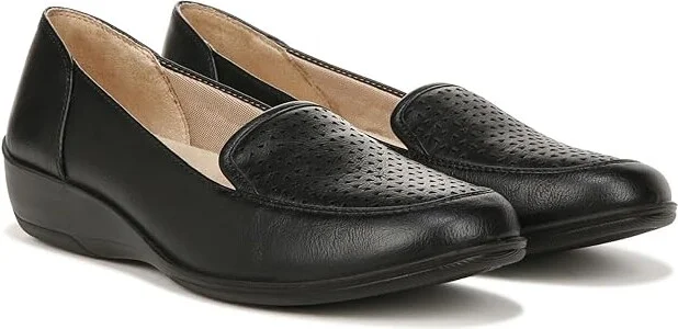 LifeStride India Loafers Women's Flat Shoes Black : 7.5 M (B), Leather