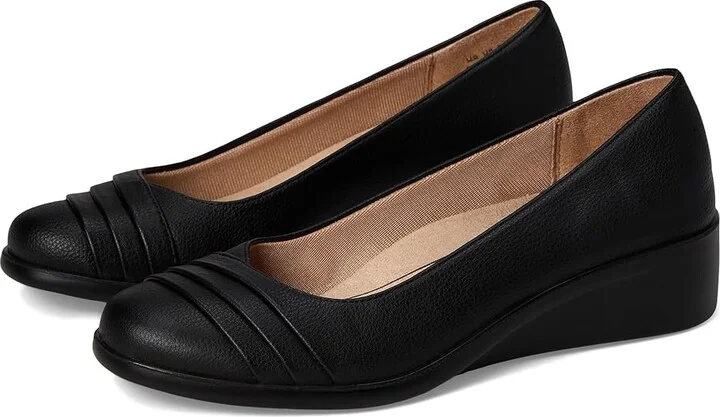 LifeStride Jenna Slip-On Women's Flat Shoes Black : 5 M (B), Leather