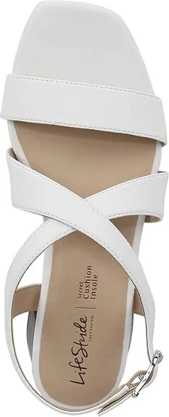 LifeStride Jordan Strappy Heeled Sandals Women's Sandals Bright White : 7.5 W (C), Leather/Rubber - Image 2