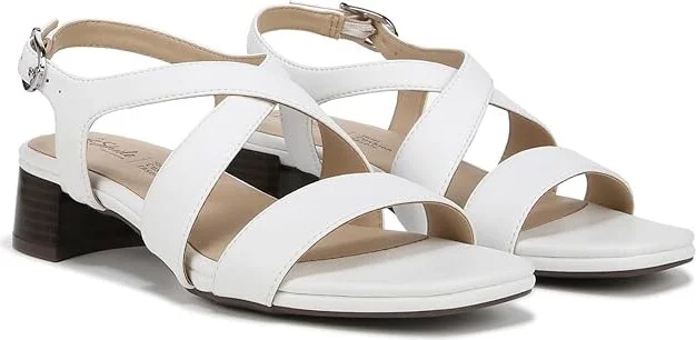 LifeStride Jordan Strappy Heeled Sandals Women's Sandals Bright White : 7.5 W (C), Leather/Rubber