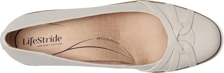 LifeStride Jorie Skimmers Women's Flat Shoes Bone Faux Leather : 9.5 M (B) - Image 2