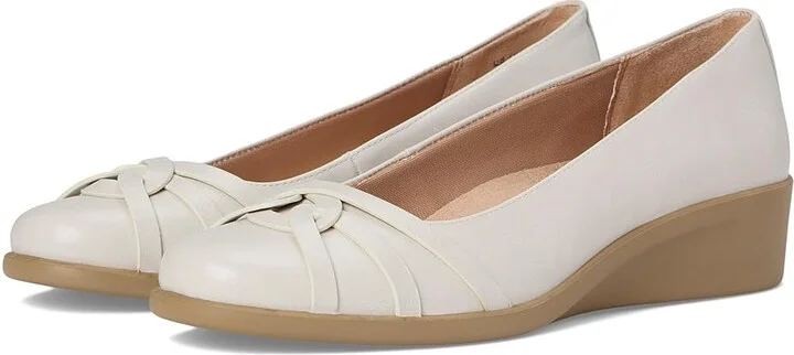 LifeStride Jorie Skimmers Women's Flat Shoes Bone Faux Leather : 9.5 M (B)