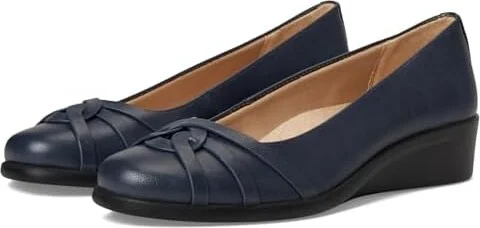 LifeStride Jorie Skimmers Women's Flat Shoes Lux Navy Faux Leather : 10 M (B)