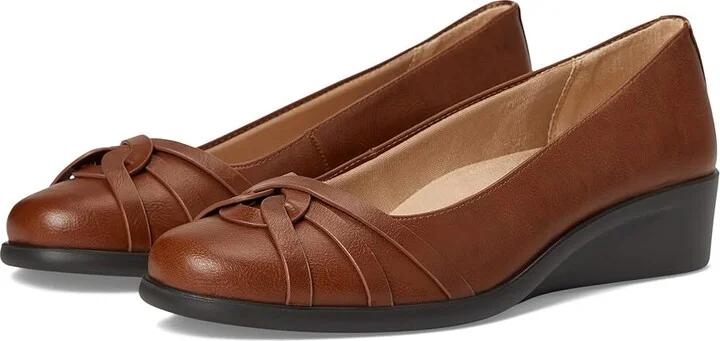 LifeStride Jorie Skimmers Women's Flat Shoes Walnut Faux Leather : 6 M (B)