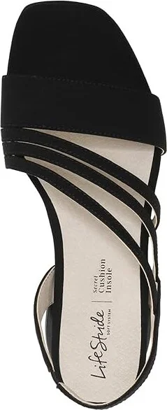 LifeStride Joy 2 Strappy Sandals Women's Sandals Black Fabric : 6 W (C), Rubber - Image 2
