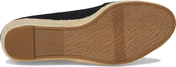LifeStride Kamilla Espadrille Shoes Women's Wedge Shoes Black Linen : 7.5 W (C) - Image 3