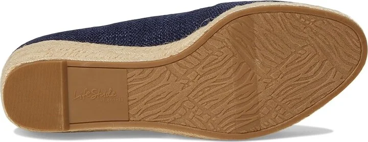 LifeStride Kamilla Espadrille Shoes Women's Wedge Shoes Lux Navy Linen : 6 W (C) - Image 3