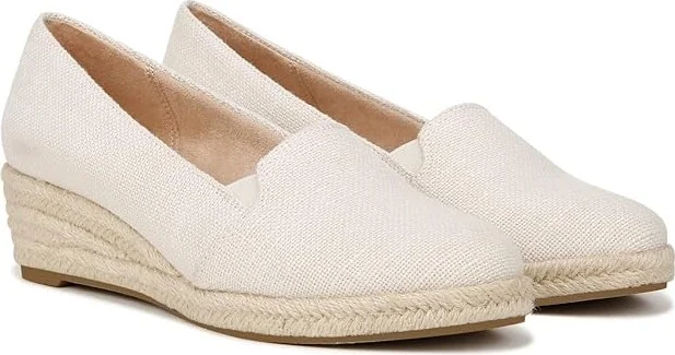 LifeStride Kamilla Wedge Espadrilles Women's Shoes Cream Linen : 8.5 W (C), Polyester
