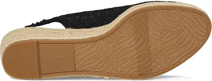 LifeStride Kayden Espadrille High Women's Heels Black Fabric : 7 M (B), Leather - Image 3