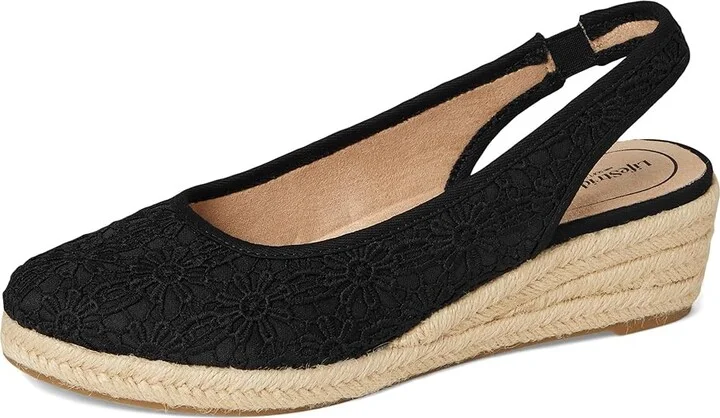 LifeStride Kayden Espadrille High Women's Heels Black Fabric : 7 M (B), Leather - Image 5