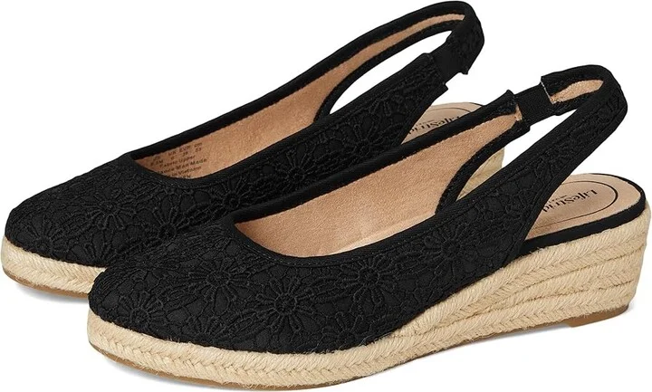LifeStride Kayden Espadrille High Women's Heels Black Fabric : 7 M (B), Leather