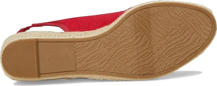 LifeStride Kayden Espadrille High Women's Heels Fire Red Fabric : 8.5 W (C), Leather - Image 3