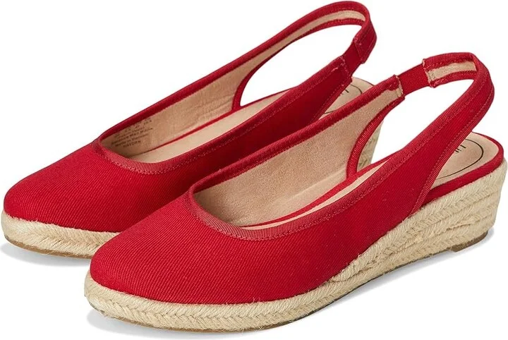 LifeStride Kayden Espadrille High Women's Heels Fire Red Fabric : 8.5 W (C), Leather