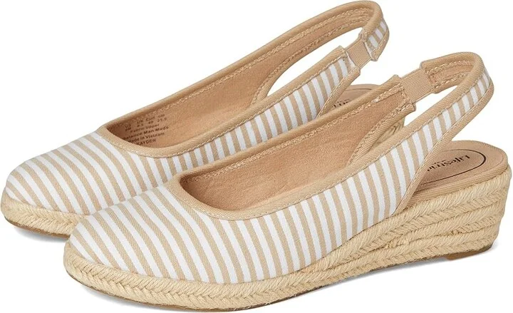 LifeStride Kayden Espadrille High Women's Heels Tan Fabric : 6.5 M (B), Leather