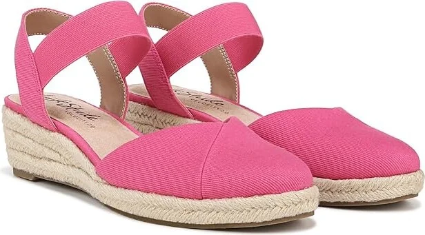 LifeStride Kimmie Wedge Espadrilles Women's Shoes French Pink : 7 W (C), Textile