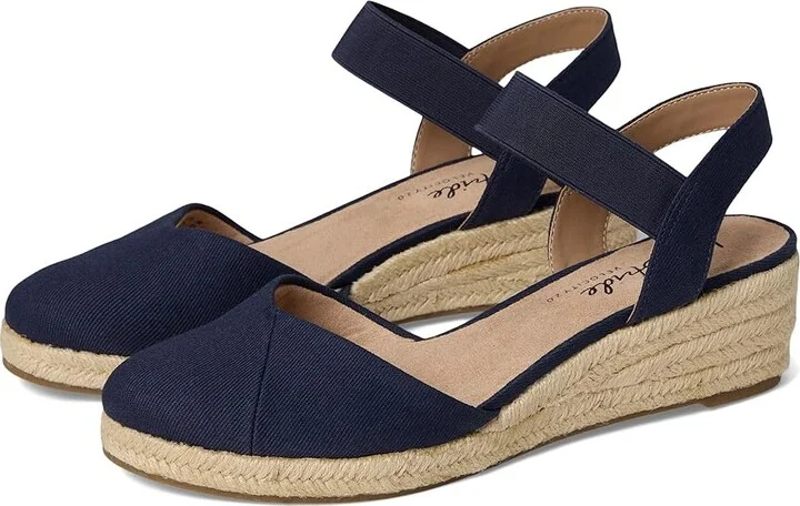 LifeStride Kimmie Wedge Espadrilles Women's Shoes Lux Navy : 8.5 W (C), Textile