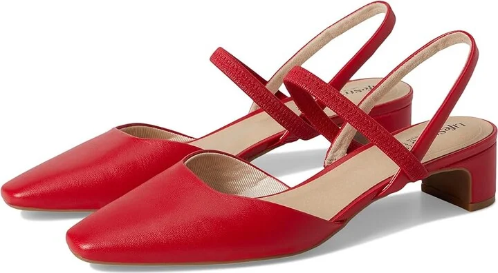 LifeStride Lainey Women's Sandals Fire Red Faux Leather : 7 M (B), Leather/Rubber