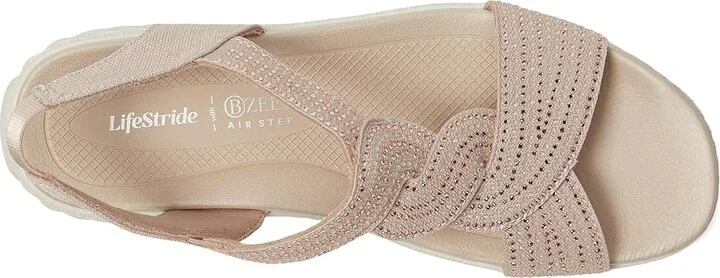 LifeStride Lilly Bright Strappies Women's Sandals Barely Beige Stretch Fabric : 10 W (C), Textile - Image 2