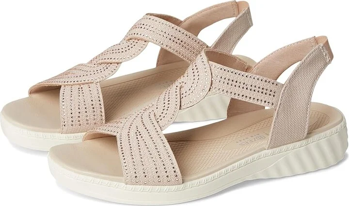 LifeStride Lilly Bright Strappies Women's Sandals Barely Beige Stretch Fabric : 10 W (C), Textile