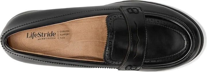 LifeStride London 3 Loafer/Moc Shoes Women's Flat Shoes Black : 8 W (C), Faux Leather - Image 2