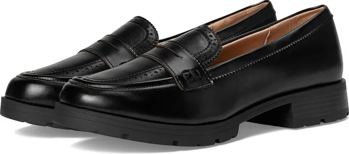 LifeStride London 3 Loafer/Moc Shoes Women's Flat Shoes Black : 8 W (C), Faux Leather