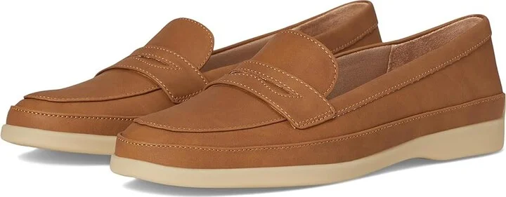 LifeStride Malta Loafer/Moc Women's Flat Shoes Tan : 9 W (C), Leather/Textile