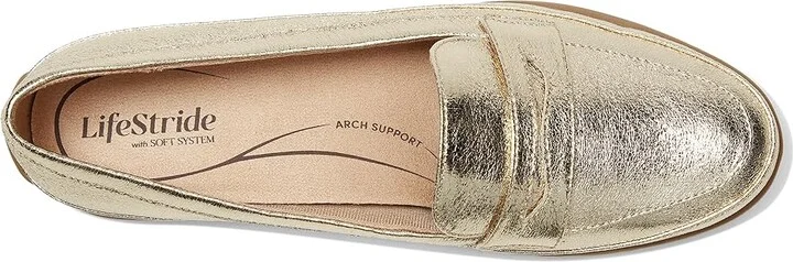 LifeStride Malta Women's Flat Shoes Platino Gold Metallic : 9 M (B), Leather/Textile - Image 2