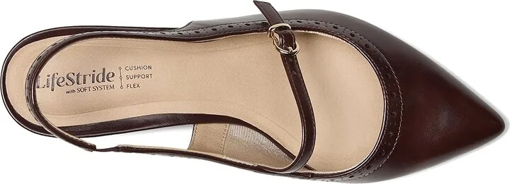 LifeStride Marilyn Slingback Shoes Women's Shoes Cognac Brown : 7.5 W (C), Faux Leather - Image 2