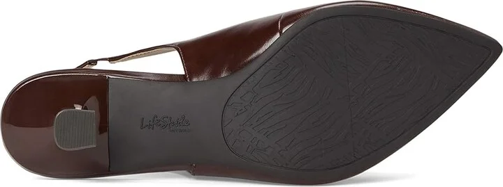 LifeStride Marilyn Slingback Shoes Women's Shoes Cognac Brown : 7.5 W (C), Faux Leather - Image 3