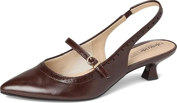 LifeStride Marilyn Slingback Shoes Women's Shoes Cognac Brown : 7.5 W (C), Faux Leather - Image 5