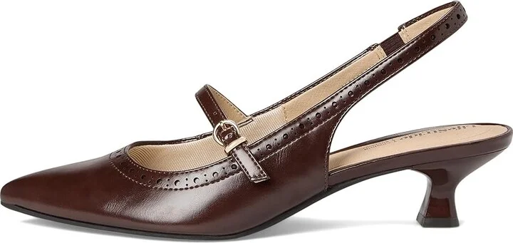 LifeStride Marilyn Slingback Shoes Women's Shoes Cognac Brown : 7.5 W (C), Faux Leather - Image 6