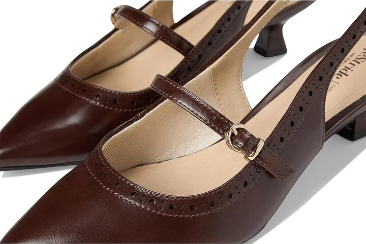 LifeStride Marilyn Slingback Shoes Women's Shoes Cognac Brown : 7.5 W (C), Faux Leather - Image 7