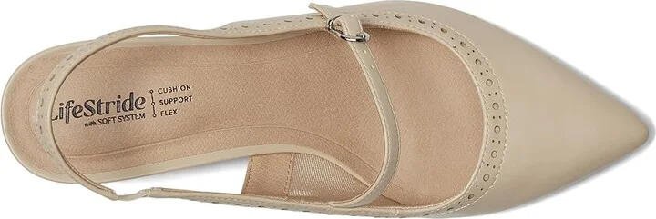 LifeStride Marilyn Slingback Shoes Women's Shoes Cream Beige : 5 M (B), Faux Leather - Image 2