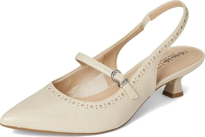 LifeStride Marilyn Slingback Shoes Women's Shoes Cream Beige : 5 M (B), Faux Leather - Image 5