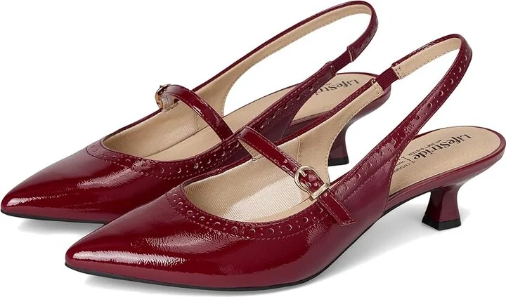 LifeStride Marilyn Slingback Shoes Women's Shoes Dark Cherry : 7.5 W (C), Faux Leather