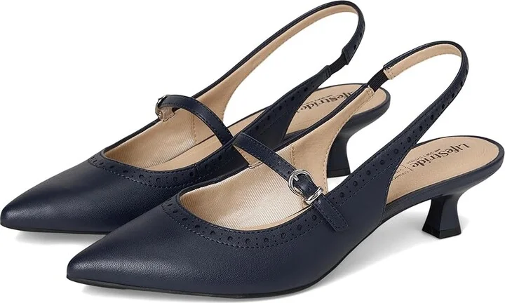 LifeStride Marilyn Slingback Shoes Women's Shoes Lux Navy : 7 W (C), Faux Leather