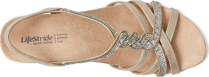 LifeStride Miami Women's Sandals Platino Gold : 7 M (B), Leather - Image 2