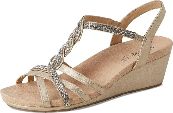 LifeStride Miami Women's Sandals Platino Gold : 7 M (B), Leather - Image 5