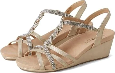 LifeStride Miami Women's Sandals Platino Gold : 7 M (B), Leather
