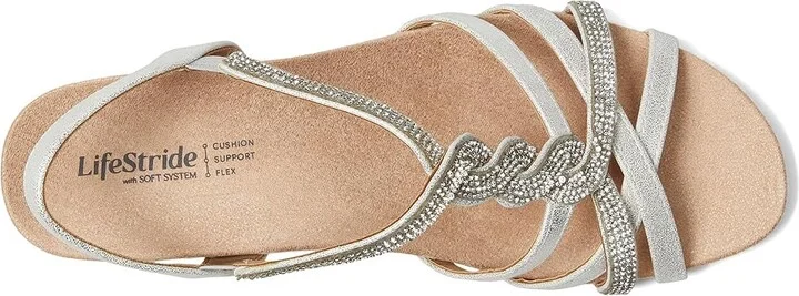 LifeStride Miami Women's Sandals Silver Metallic : 8.5 W (C), Leather - Image 2