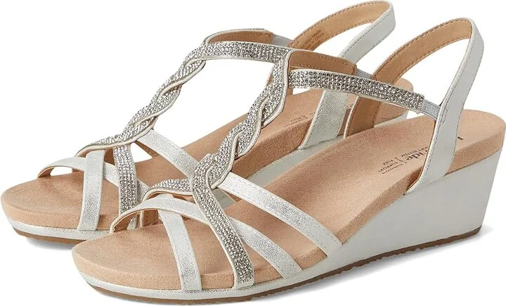 LifeStride Miami Women's Sandals Silver Metallic : 8.5 W (C), Leather