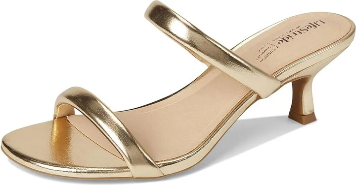 LifeStride Nalani Women's Sandals Platino Gold Metallic : 7 M (B), Faux Leather - Image 5
