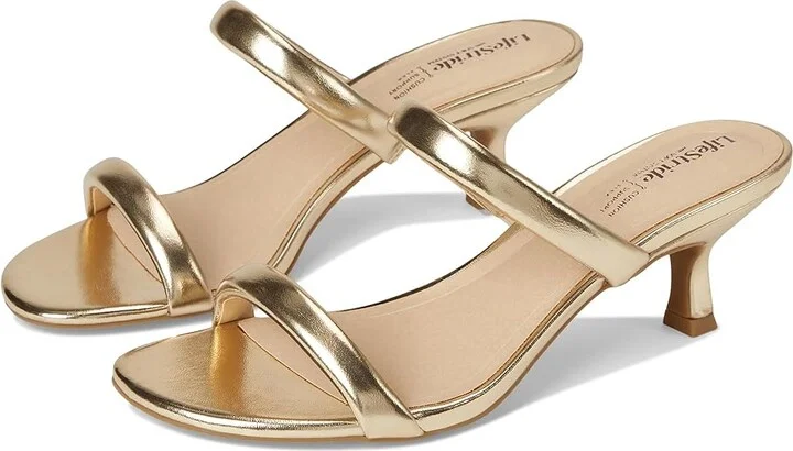 LifeStride Nalani Women's Sandals Platino Gold Metallic : 7 M (B), Faux Leather
