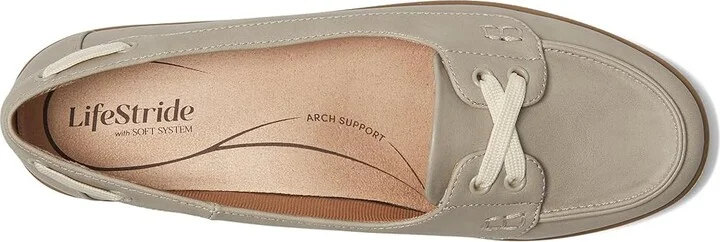 LifeStride Nautical Women's Flat Shoes Light Grey Faux Leather : 7.5 M (B), EVA/Leather/Rubber - Image 2