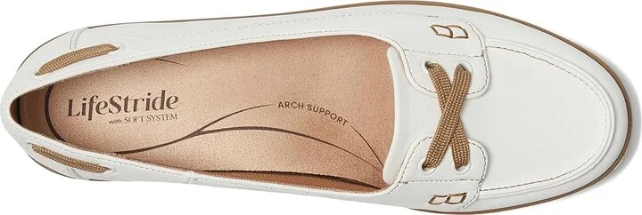 LifeStride Nautical Women's Flat Shoes White Faux Leather : 6 M (B), EVA/Leather/Rubber - Image 2