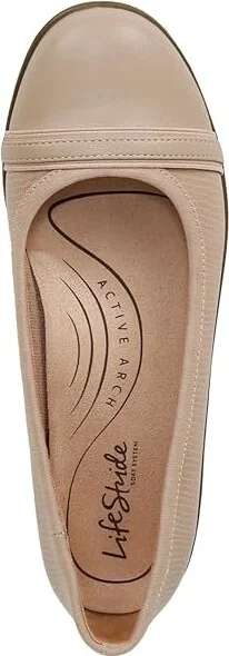 LifeStride Nile Ballet Flats Women's Flat Shoes Tender Taupe : 8.5 W (C), Leather - Image 2