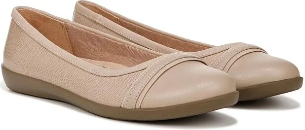 LifeStride Nile Ballet Flats Women's Flat Shoes Tender Taupe : 8.5 W (C), Leather